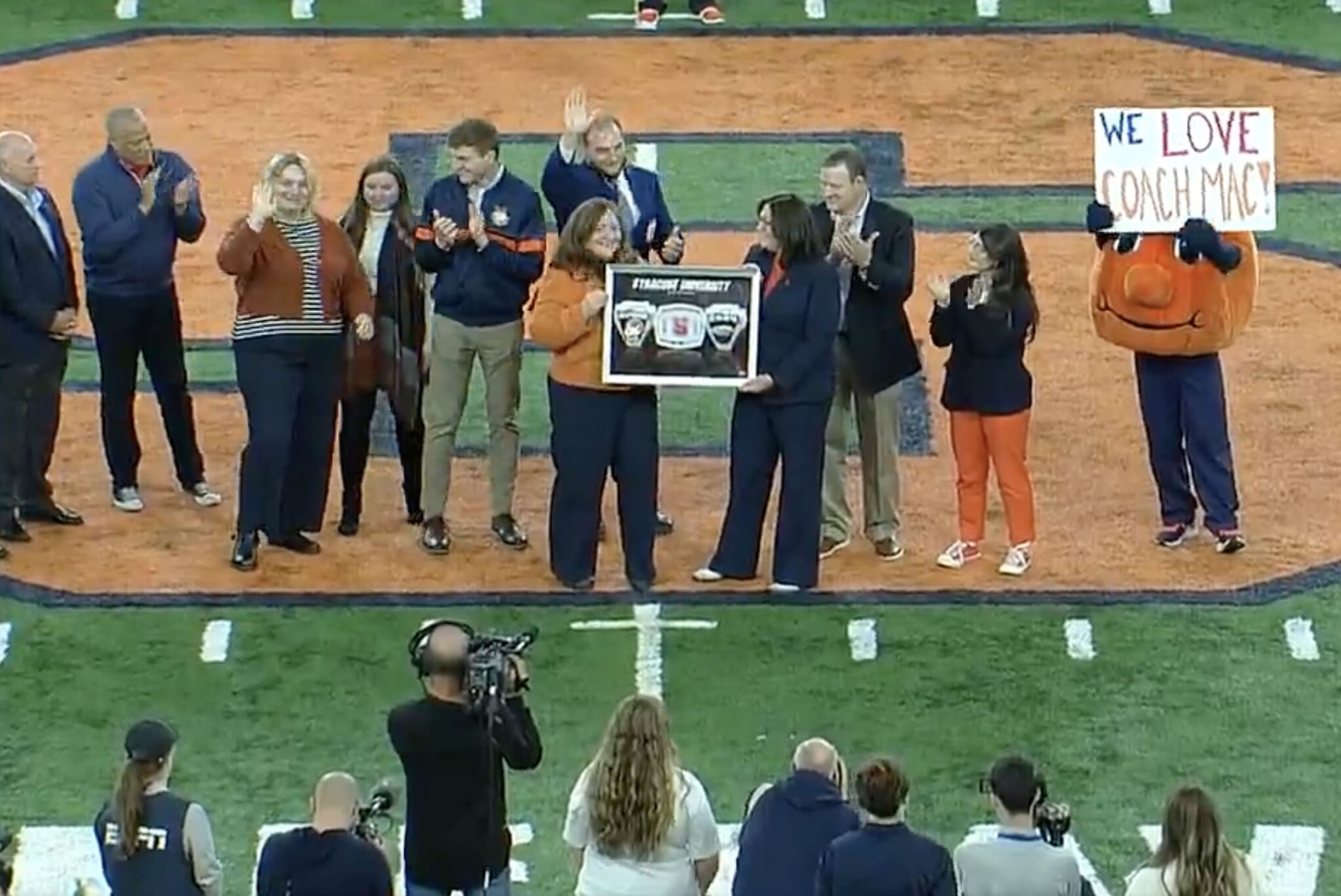 Syracuse University inducted former New England Patriots head coach Dick MacPherson to their Ring of Honor on Saturday, Nov. 23, 2024.